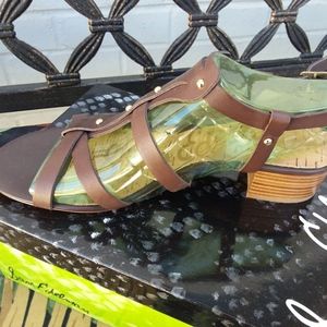 NWOT Sam Edelman gold stud brown sandals size 10 M